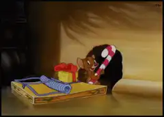 Jerry the mouse with a candy cane