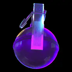 Purple grenade with smiley face
