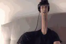 Long neck guy with headphones