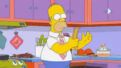 Homer Simpson eats bacon and banana