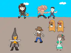 pixel art characters appear in a desert