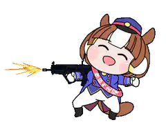 Chibi horse girl shooting gun