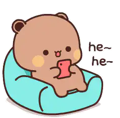 Cute bear laughing at phone