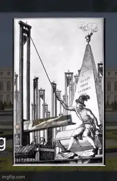 Guillotine with arrow pointing to blade