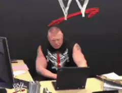 Brock Lesnar smashes laptop