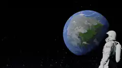 Astronauts in space with Earth and Pepe