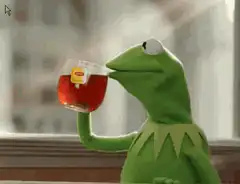Kermit the Frog sipping tea