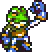 pixel art frog character waving