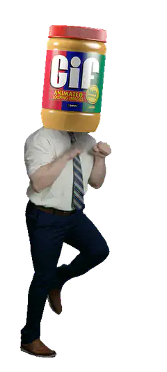 Man with GIF jar head dancing