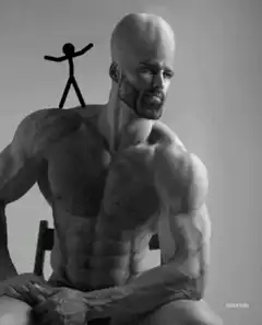 stick figure falls on shoulder