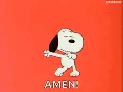 Snoopy dancing with AMEN text