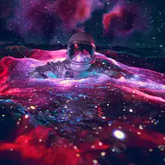 astronaut swimming in galaxy water