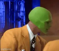 The Mask puts on hat and says somebody zap me