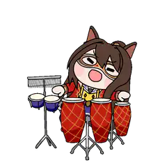 Chibi cat girl playing drums