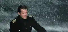 James Bond riding a jet ski