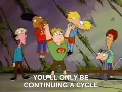 Sheila holding kids continuing cycle of violence