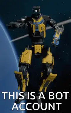 Robot in space with text