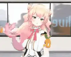 anime girl dancing with fruit