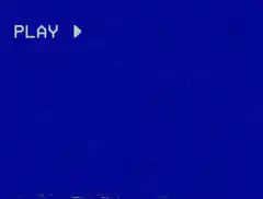 Blue screen with play button
