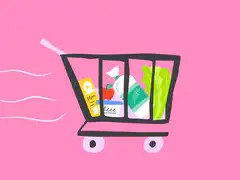 shopping cart with groceries