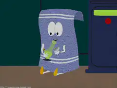 towel character smoking bong