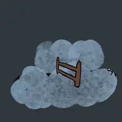 sheep jumping over fence in clouds