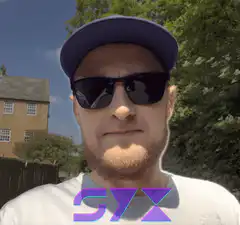 Man in sunglasses with glowing outline
