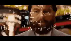 Man's eyes with math equations