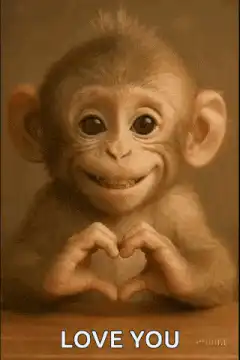 Cute monkey making heart hands