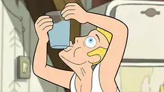 Bill Cipher drinks water and spits it out