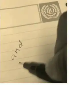 Hand writing and on paper