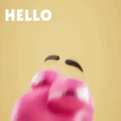 Pink dinosaur says hello