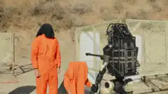 Robot gets hit by a cannon