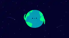 cute earth waving in space