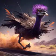 purple crested emu running