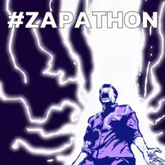 Man screaming under lightning with #ZAPATHON