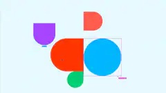 Colorful geometric shapes forming the letter F