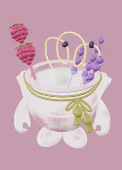 3D animated Japanese dessert bowl