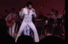 Elvis Presley performing on stage