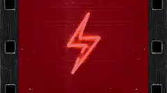 Red neon lightning bolt on film strip
