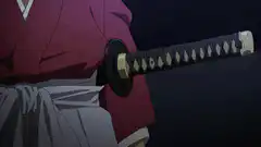 Character unsheathing a katana