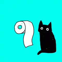 black cat unrolls toilet paper