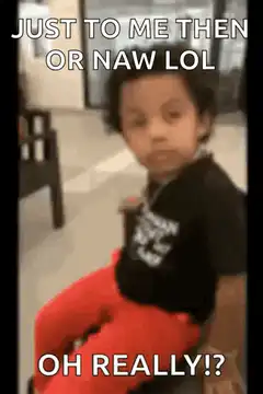 Kid looking skeptical with text
