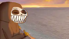 Smiling Skeleton Looking at Sunset