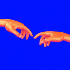 3D hands reaching toward each other