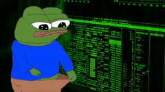 Pepe looking at system stats
