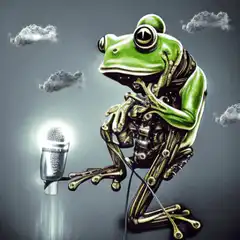 Cyberpunk frog with microphone
