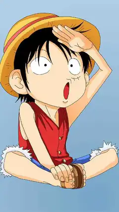 Luffy shielding his eyes