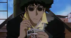 Spike Spiegel eating Big Rocket noodles