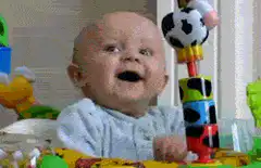 Baby laughing then shocked